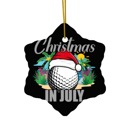 Christmas in July Golf Santa Hat Funny Summer Ceramic Ornaments
