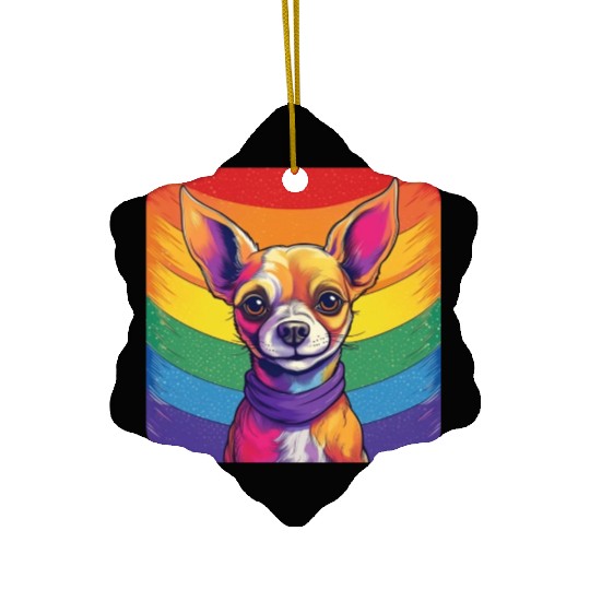 LGBTQ Chihuahua Ceramic Ornaments