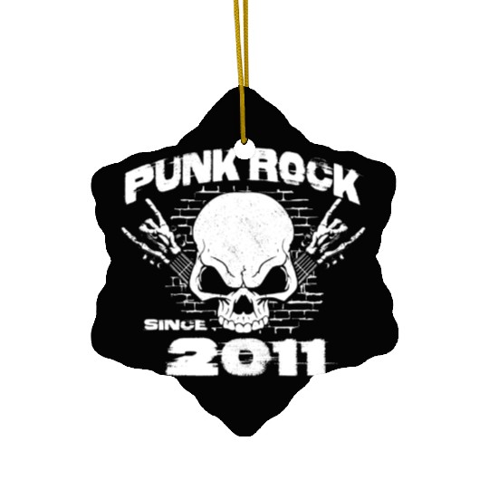 13th Birthday - Punk Rock Since 2011 Skull Rock Ceramic Ornaments
