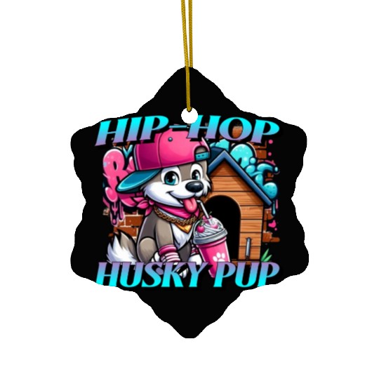 Cartoon Hip-hop Husky Pup Ceramic Ornaments