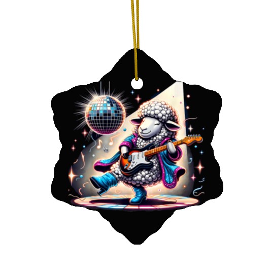 Disco Ball Guitar Sheep Ceramic Ornaments