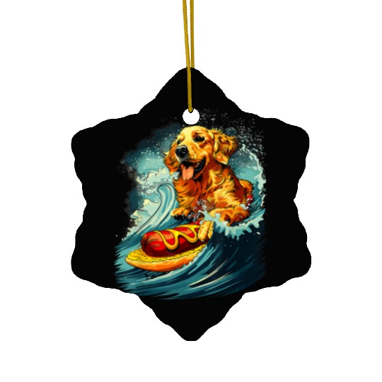Space Dog surfing Hot Ceramic Ornaments