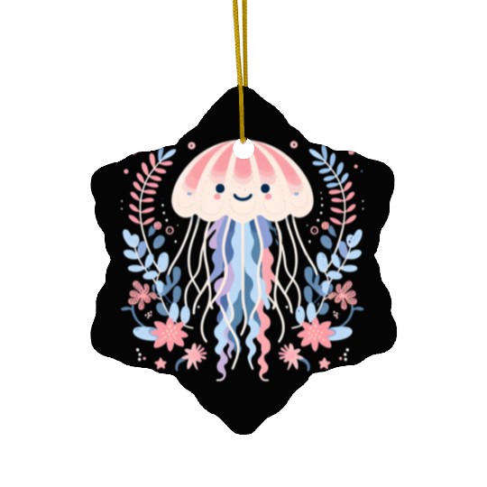 Floral Jellyfish Delight Ceramic Ornaments