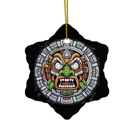 Aztec God Ancient Mythology Tonatiuh Mask Ceramic Ornaments