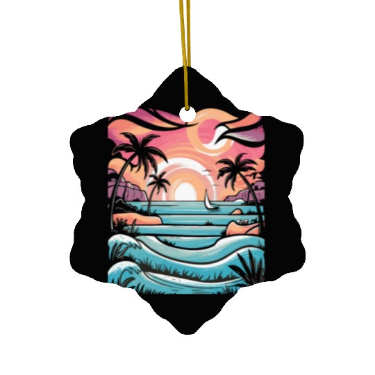 Azure Embrace Mediterranean Dreamscapes Ceramic Ornaments