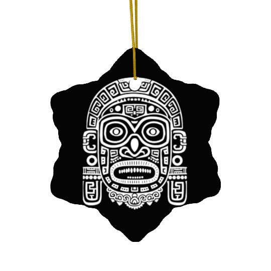 Maya God Mayan Mythology Ek Chuah Intricate Mask Ceramic Ornaments