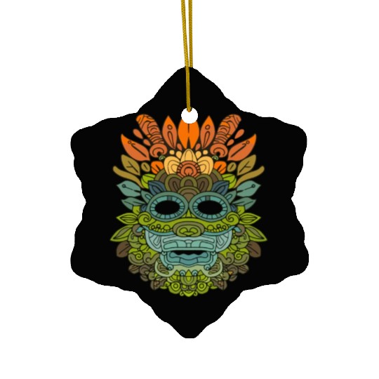 Maya God Mayan Mythology Itzamna Colorful Tribal Ceramic Ornaments