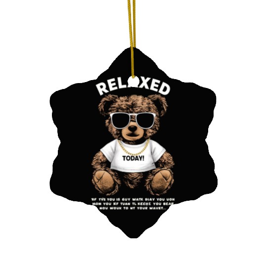 Relaxed Teddy Bear with Sunglasses Ceramic Ornaments