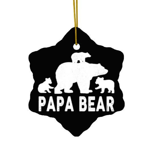 Papa Bear Fathers Day 3 Cubs Kid Ceramic Ornaments