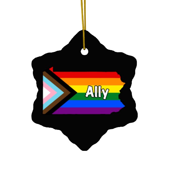 Pennsylvania Pride Ally Progress Flag Ceramic Ornaments