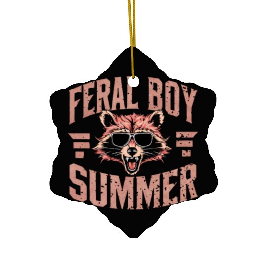 Feral Boy Summer Ceramic Ornaments Funny Trash Panda Raccoon