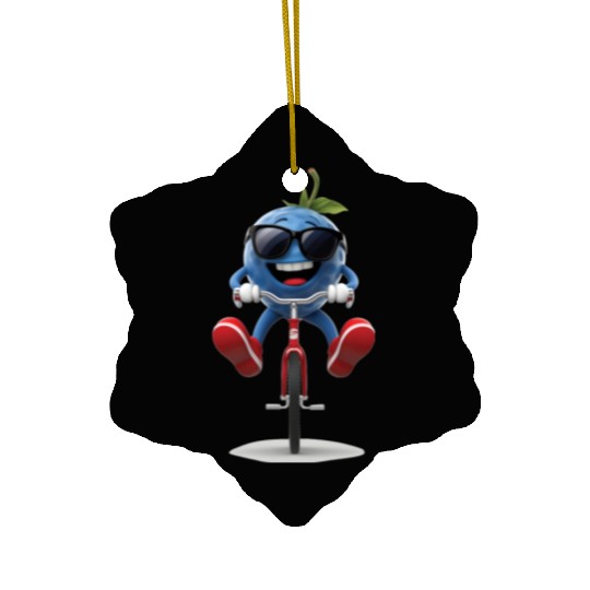 Blueberry Cycling On Bike Realistic Ceramic Ornaments