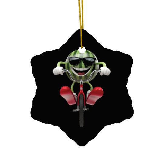 Watermelon Cycling On Bike Realistic Ceramic Ornaments