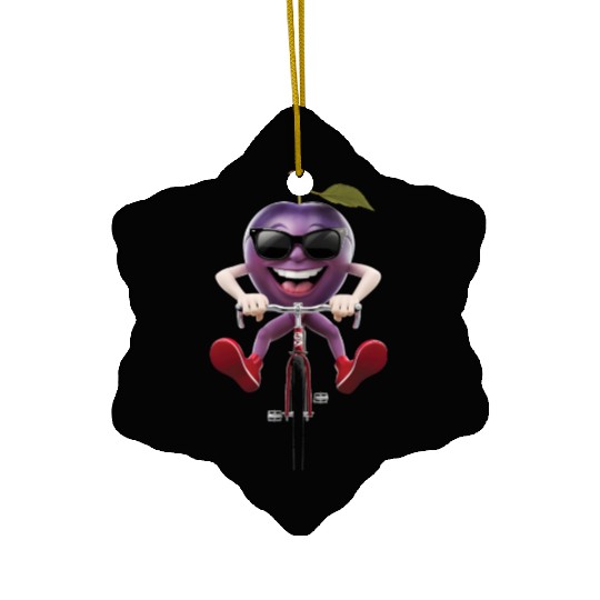 Plum Cycling On Bike Realistic Ceramic Ornaments