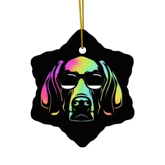 Colorful Weimaraner Dog Wearing Sunglasses Ceramic Ornaments