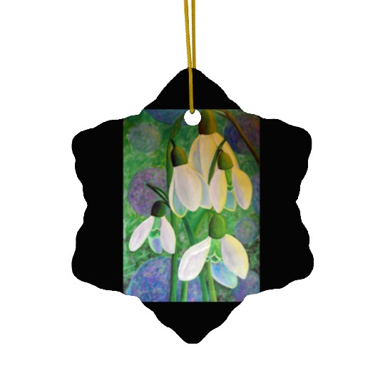 Snowdrops in Space Painting Ceramic Ornaments