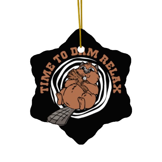 Time To Dam Relax North American Eurasian Beaver Ceramic Ornaments