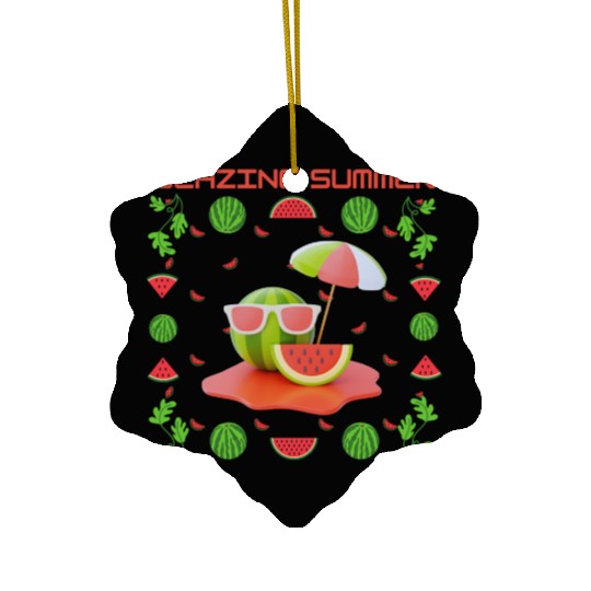 Blazing Watermelon Summer Ceramic Ornaments