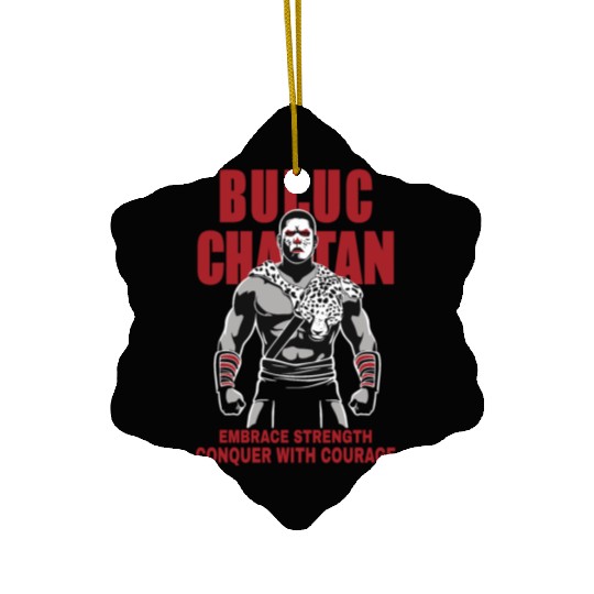 Maya God, Buluc Chabtan Embrace Strength Conquer Ceramic Ornaments