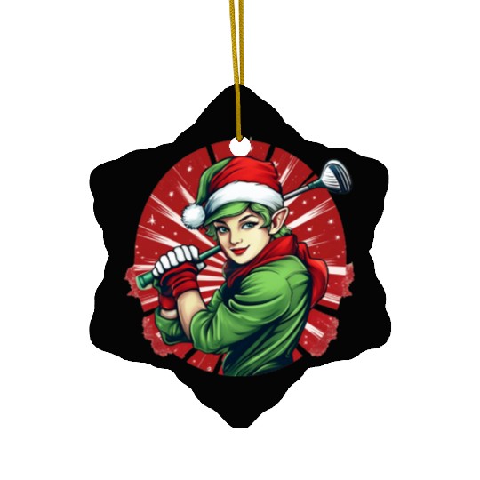 Christmas Elf Golf Ceramic Ornaments
