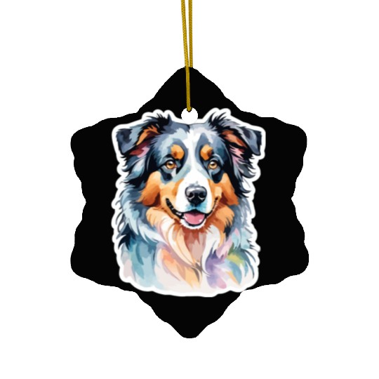 Australian Shepherd Watercolor Ceramic Ornaments