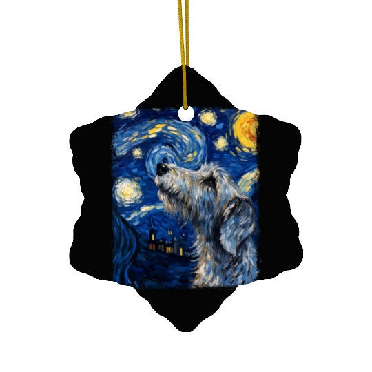 Irish Wolfhound Dog Starry Night Painting Ceramic Ornaments