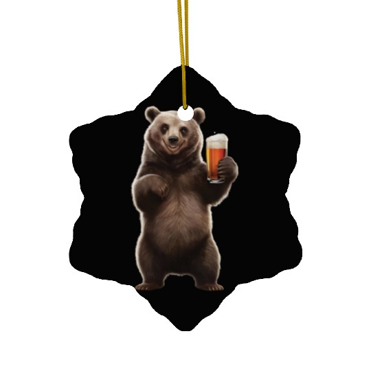 Bear Drinking Beer Realistic Ceramic Ornaments