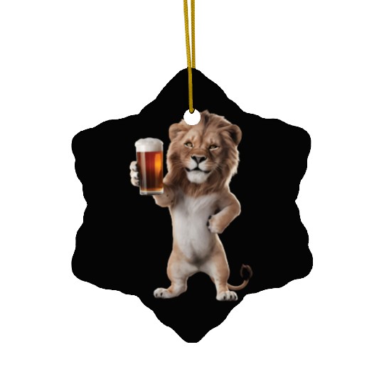Lion Drinking Beer Realistic Ceramic Ornaments