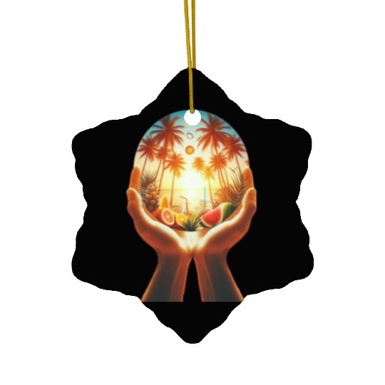 Sunset Paradise: Embrace the Season: Tropical Vibe Ceramic Ornaments