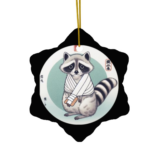 Raccoon with bandage Ceramic Ornaments for men and women