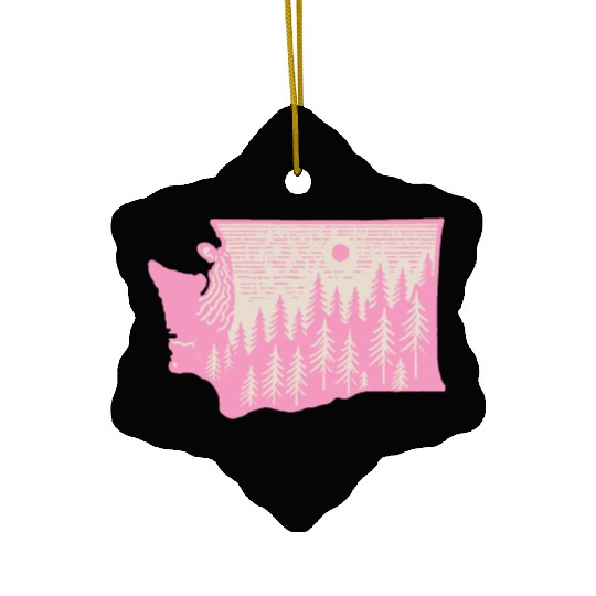 Washington DC Wild Outline State Ceramic Ornaments