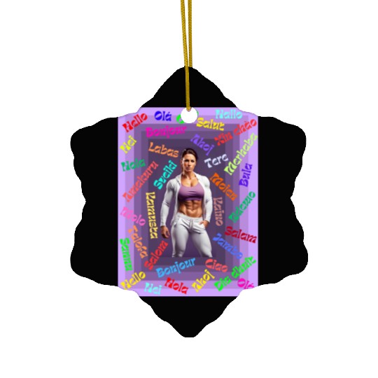 Multi language gym design Ceramic Ornaments