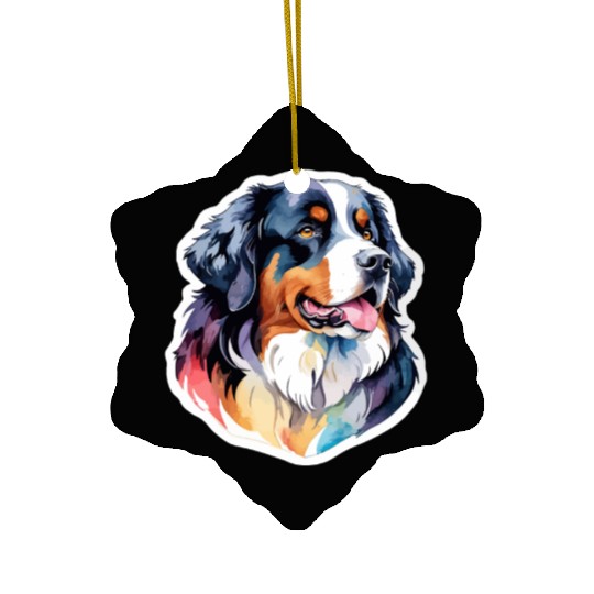 Bernese Mountain Dog Watercolor Ceramic Ornaments