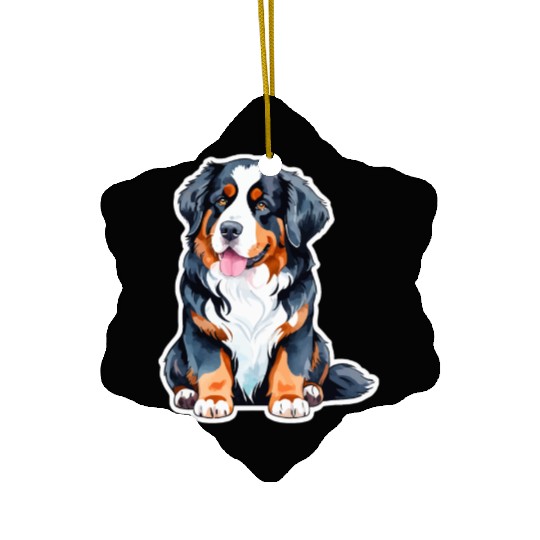Bernese Mountain Dog Watercolor Ceramic Ornaments