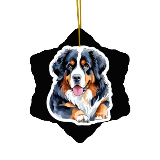 Bernese Mountain Dog Watercolor Ceramic Ornaments