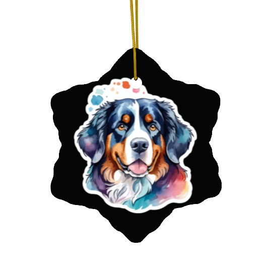 Bernese Mountain Dog Watercolor Ceramic Ornaments