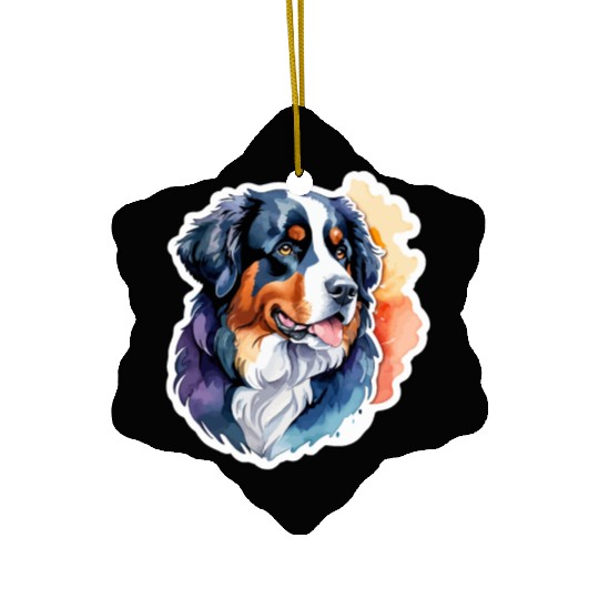 Bernese Mountain Dog Watercolor Ceramic Ornaments