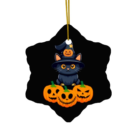 Cute Night Halloween Cat Lovers Ceramic Ornaments
