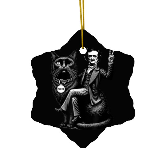 Edgar Allan Poe Riding Ceramic Ornaments