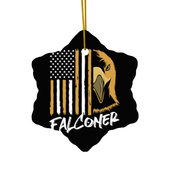 4th Of July US Flag Falcon Bird Lover Falconry Ceramic Ornaments