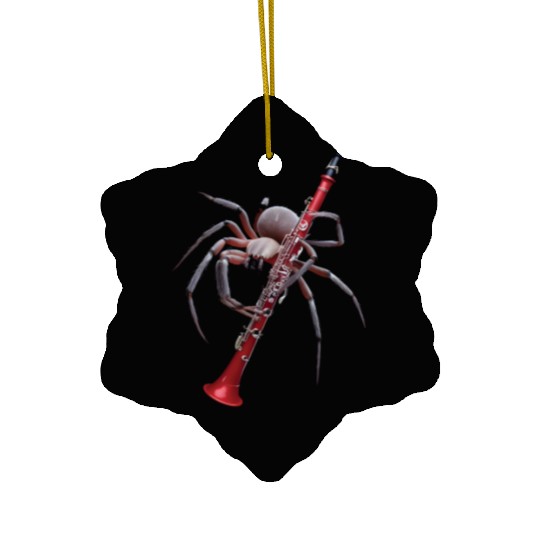 Spider Playing Clarinet Realistic Ceramic Ornaments