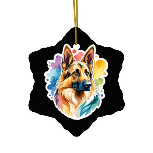 German Shepherd Watercolor Ceramic Ornaments