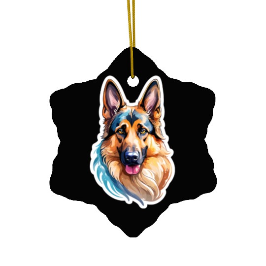 German Shepherd Watercolor Ceramic Ornaments