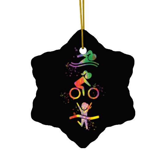 Watercolor Womens Triathlon Ceramic Ornaments