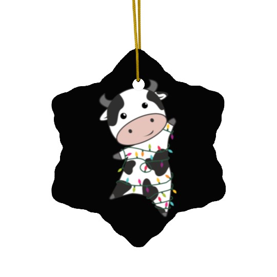 Cow Cheerful Christmas Winter Animals Cows Ceramic Ornaments