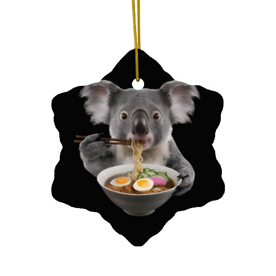 Koala Eating Ramen Realistic Ceramic Ornaments