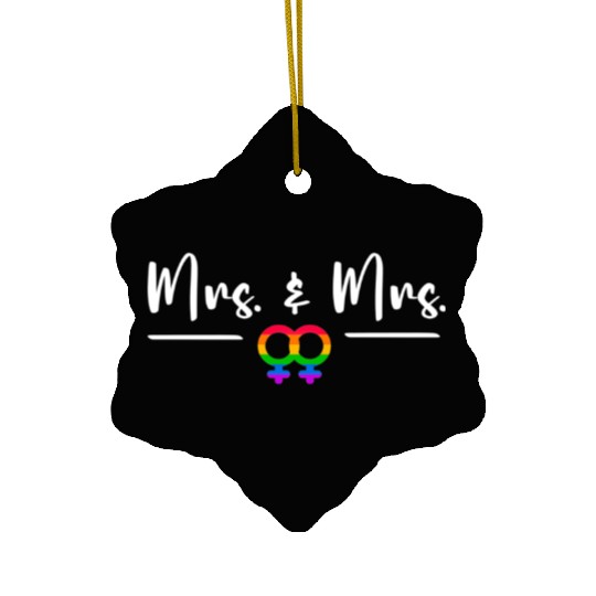 Gay Lesbian LGBT Wedding for Mr and Mrs Honeymoon Ceramic Ornaments