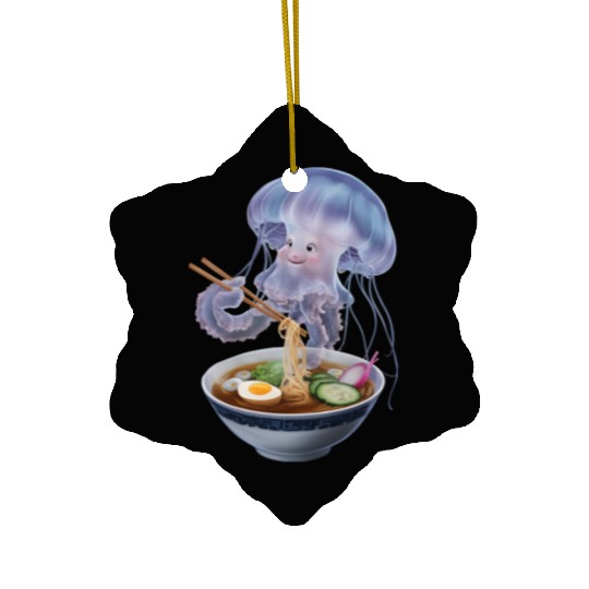 Jellyfish Eating Ramen Realistic Ceramic Ornaments