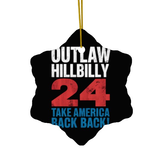 Trump Vance 2024 Outlaw Hillbilly US Flag Vintage Ceramic Ornaments