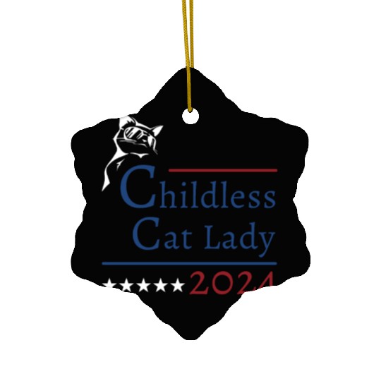 "Childless Cat Lady" Kamala Harris 2024 Ceramic Ornaments